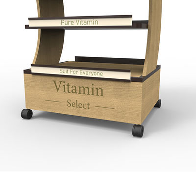 Scaffalatura al minuto di legno del banco di mostra del legname della vitamina con le macchine per colata continua