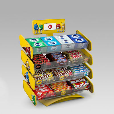 Scaffale di esposizione dello spuntino del deposito delle esposizioni dei punti di vendita di Candy con i vassoi smontabili del metallo
