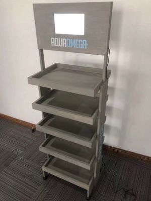 Nuovo scaffale di esposizione della bottiglia del banco di mostra di legno di arrivo per i prodotti di sanità