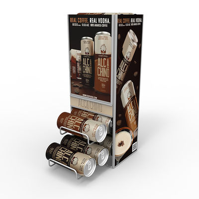 Il banco di mostra su misura del nastro metallico del controsoffitto ha inscatolato l'erogatore dello scaffale di esposizione del caffè per il supermercato