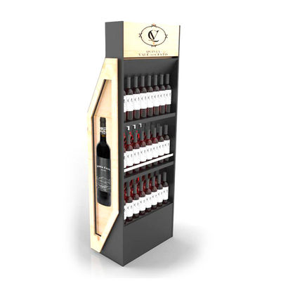 Scaffale di esposizione grazioso su misura del compensato di progettazione per il banco di mostra di legno di legno della fila del banco di mostra del vino del deposito 3