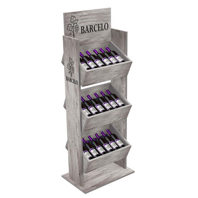 Scaffale di esposizione d'annata su misura del vino di Pinewood del banco di mostra per il negozio di alcolici
