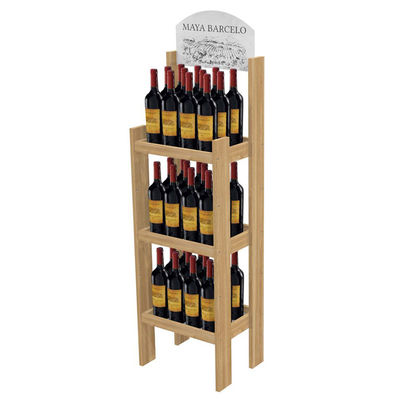 Scaffale di esposizione d'annata su misura del vino di Pinewood del banco di mostra per il negozio di alcolici