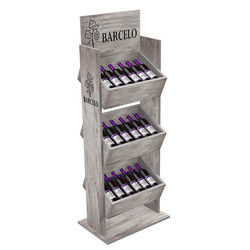 Scaffale di esposizione d'annata su misura del vino di Pinewood del banco di mostra per il negozio di alcolici