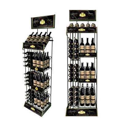 Banco di mostra lato Doppio di vendita caldo del vino del pavimento dello scaffale di esposizione della bottiglia di vino del supermercato con il logo su ordinazione