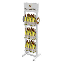 Banco di mostra lato Doppio di vendita caldo del vino del pavimento dello scaffale di esposizione della bottiglia di vino del supermercato con il logo su ordinazione