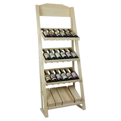 Capacità naturale della bottiglia di legno 24 dello scaffale di esposizione del vino dell'espositore del banco di mostra di stoccaggio del vino di legno di pino