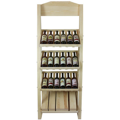 Capacità naturale della bottiglia di legno 24 dello scaffale di esposizione del vino dell'espositore del banco di mostra di stoccaggio del vino di legno di pino
