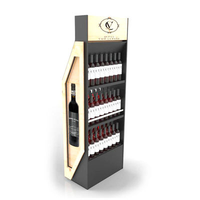 Legno smontabile di legno su misura dello scaffale del vino del banco di mostra di isolato dello scaffale su due lati del vino per il pub