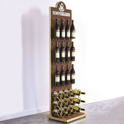 Legno smontabile di legno su misura dello scaffale del vino del banco di mostra di isolato dello scaffale su due lati del vino per il pub