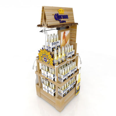 Doppia bottiglia di birra di legno stabile parteggiata su misura del supermercato dello scaffale del vino di Diy dello scaffale di esposizione