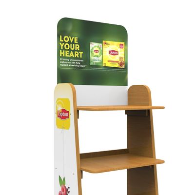 Display Rack in legno laminato personalizzato per i supermercati commerciali Display bevande da tè