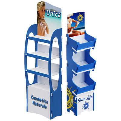 Display stand per prodotti per la cura della pelle in legno compensato e protezione solare per bambini per negozi al dettaglio